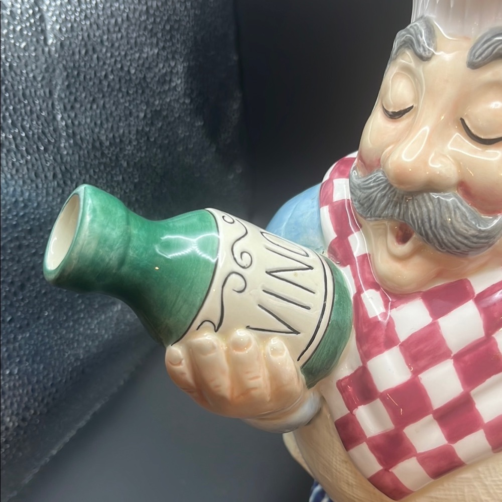Chef Ceramic Pitcher with Red Checkered Scarf - Picture 2 of 10